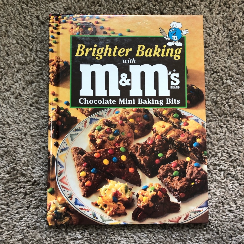 Brighter Baking with M&M's chocolate mini baking bits hardcover vintage cookbook